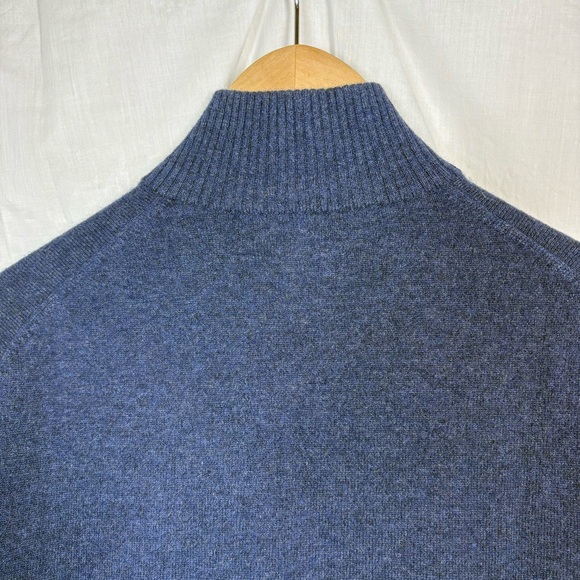 Qi New York 100% Cashmere 1/4 Zip Mockneck Blue Sweater Size M - Picture 5 of 8